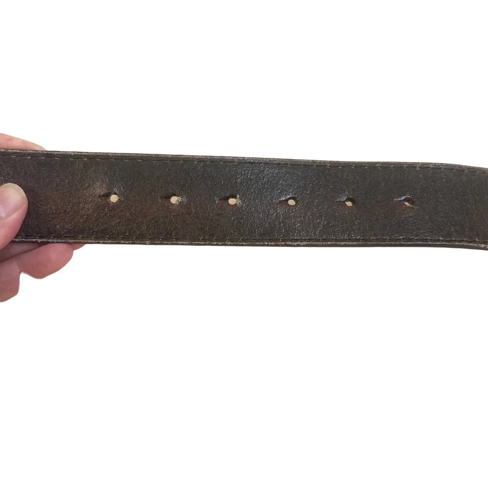 Unknown Leather Belt with Stone Decorated Belt‎ Buckle SZ S